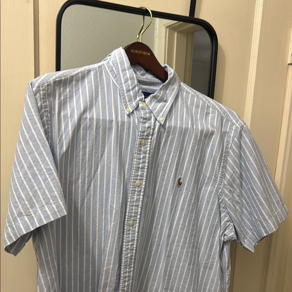 Polo by Ralph Lauren Blue and White Casual Button Down Shirt